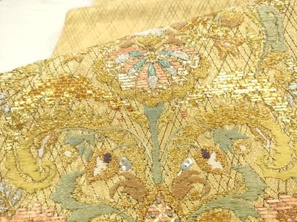 平和屋着物●太鼓柄袋帯　飾花文　金銀糸　正絹　逸品　AABM4830pf