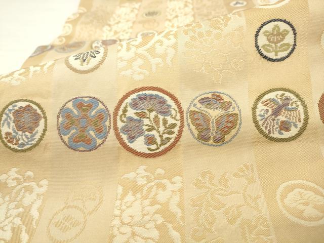 平和屋着物●西陣　長谷川織物　九寸開き名古屋帯　円紋献上　三越扱い　正絹　逸品　AABM4835pf