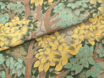 平和屋着物●ファッションデザイナー 花井幸子　六通柄袋帯　風景花文　金糸　正絹　逸品　AABM4844pf