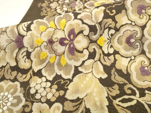 平和屋着物●六通柄袋帯　弐重経織　モール　更紗花文　正絹　逸品　AABM4858pf