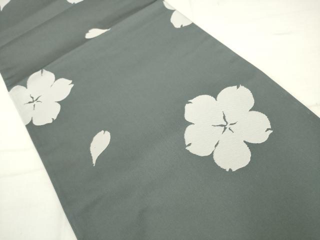 平和屋着物●世界的人形師　辻村寿三郎　ジュサブロー　六通柄袋帯　舞桜文　正絹　逸品　AABM4862pf
