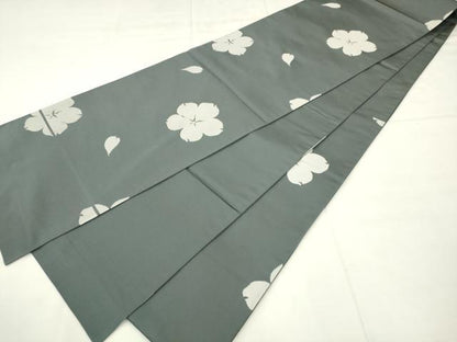 平和屋着物●世界的人形師　辻村寿三郎　ジュサブロー　六通柄袋帯　舞桜文　正絹　逸品　AABM4862pf