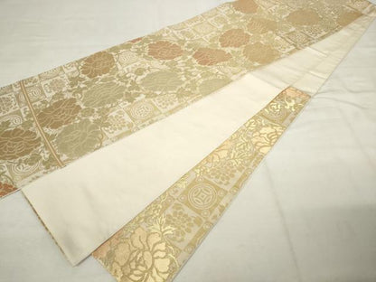 平和屋着物●西陣　川島織物　六通柄　本袋帯　草花文　金糸　正絹　逸品　AABM4865pf