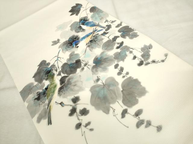 平和屋着物●太鼓柄袋帯　手描き　花鳥文　正絹　逸品　AABM4872pf