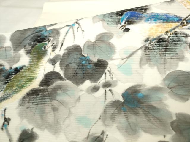 平和屋着物●太鼓柄袋帯　手描き　花鳥文　正絹　逸品　AABM4872pf