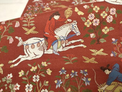 平和屋着物●西陣　川島織物　六通柄　本袋帯　紬地　狩猟文　正絹　逸品　AABM4874pf