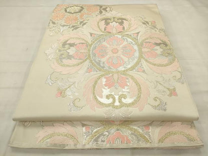 平和屋着物●西陣　川島織物　六通柄　本袋帯　飾花文　金銀糸　正絹　逸品　AABM4876pf