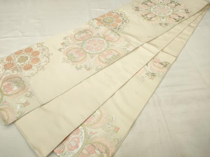 平和屋着物●西陣　川島織物　六通柄　本袋帯　飾花文　金銀糸　正絹　逸品　AABM4876pf