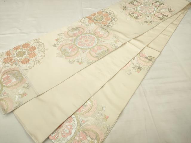 平和屋着物●西陣　川島織物　六通柄　本袋帯　飾花文　金銀糸　正絹　逸品　AABM4876pf