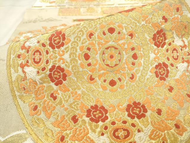 平和屋着物●西陣　川島織物　六通柄　本袋帯　花鳥文　金銀糸　正絹　逸品　AABM4882pf