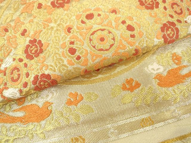 平和屋着物●西陣　川島織物　六通柄　本袋帯　花鳥文　金銀糸　正絹　逸品　AABM4882pf