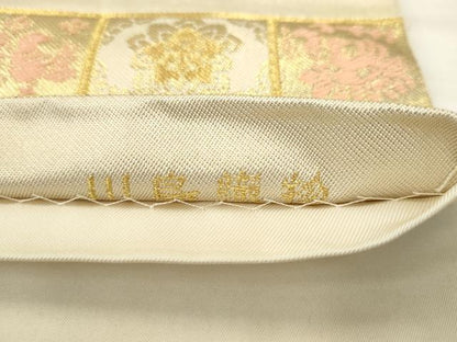 平和屋着物●西陣　川島織物　六通柄　本袋帯　花鳥文　金銀糸　正絹　逸品　AABM4882pf
