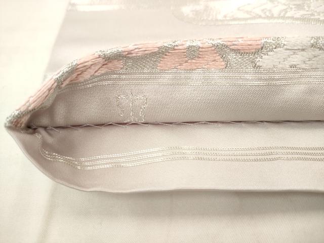 平和屋着物●西陣　川島織物　六通柄　本袋帯　唐織　霞取り花文　銀糸　正絹　逸品　AABM4884pf