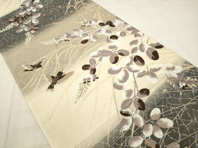 平和屋着物●六通柄袋帯　唐織　花鳥文　金糸　正絹　逸品　AABM4886pf