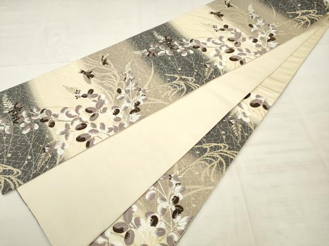 平和屋着物●六通柄袋帯　唐織　花鳥文　金糸　正絹　逸品　AABM4886pf