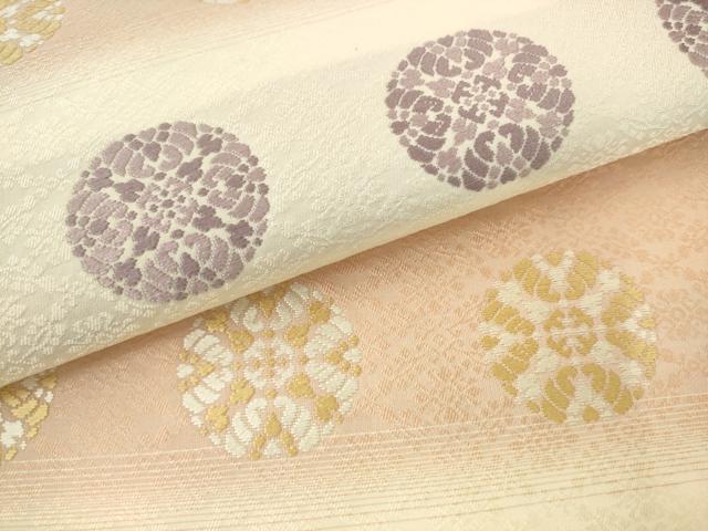 平和屋着物●六通柄袋帯　唐織　横段花丸文　さが美扱い　正絹　逸品　AABM4887pf