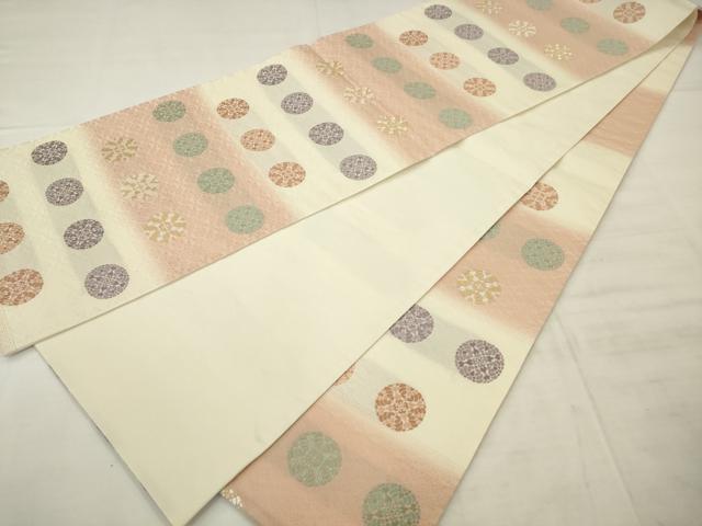 平和屋着物●六通柄袋帯　唐織　横段花丸文　さが美扱い　正絹　逸品　AABM4887pf