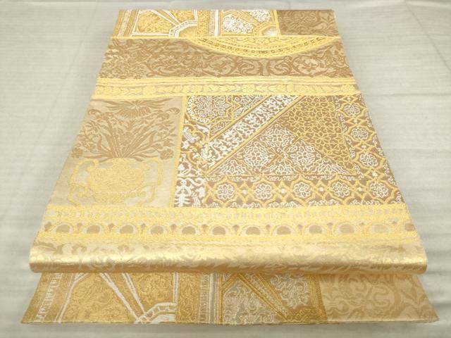 平和屋着物●西陣　川島織物　六通柄　本袋帯　壁画文様　金銀糸　三越扱い　正絹　逸品　AABM4894pf