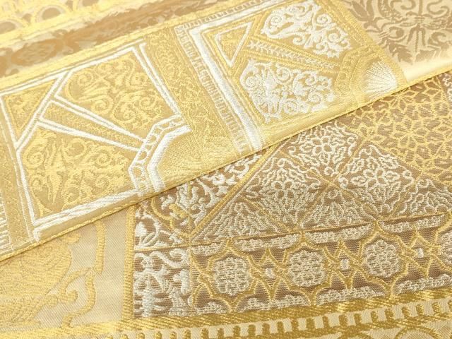 平和屋着物●西陣　川島織物　六通柄　本袋帯　壁画文様　金銀糸　三越扱い　正絹　逸品　AABM4894pf
