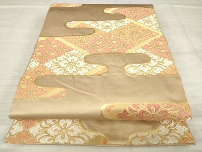 平和屋着物●西陣　川島織物　六通柄　本袋帯　霞取り花菱文　金糸　三越扱い　正絹　逸品　AABM4896pf