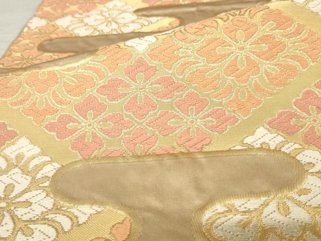 平和屋着物●西陣　川島織物　六通柄　本袋帯　霞取り花菱文　金糸　三越扱い　正絹　逸品　AABM4896pf