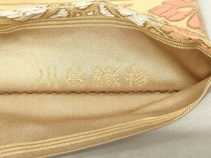 平和屋着物●西陣　川島織物　六通柄　本袋帯　霞取り花菱文　金糸　三越扱い　正絹　逸品　AABM4896pf