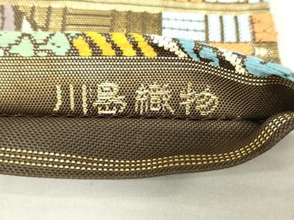 平和屋着物●西陣　川島織物　六通柄　本袋帯　双鳥菱文　金糸　三越扱い　正絹　逸品　AABM4899pf