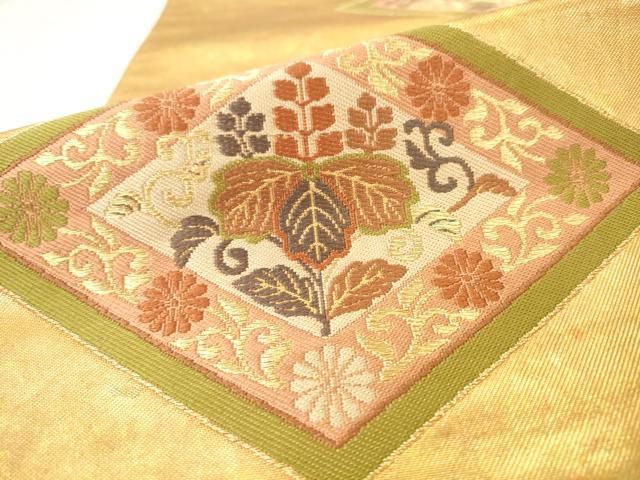 平和屋着物●西陣　川島織物　六通柄　本袋帯　花菱文　金糸　正絹　逸品　AABM4902pf