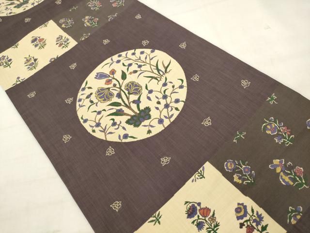 平和屋着物●名門木屋太　今河織物　六通柄袋帯　草花文　正絹　逸品　AABM4915pf