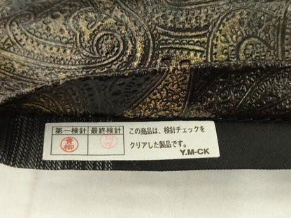 平和屋着物●両面六通柄袋帯　金唐革　ペイズリー　正絹　逸品　AABM4928pf
