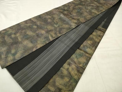 平和屋着物●両面六通柄袋帯　金唐革　ペイズリー　正絹　逸品　AABM4928pf