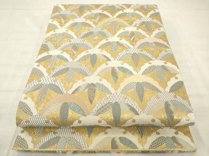 平和屋着物●六通柄袋帯　唐織　瑞祥竹文　金糸　正絹　逸品　AABM4932pf