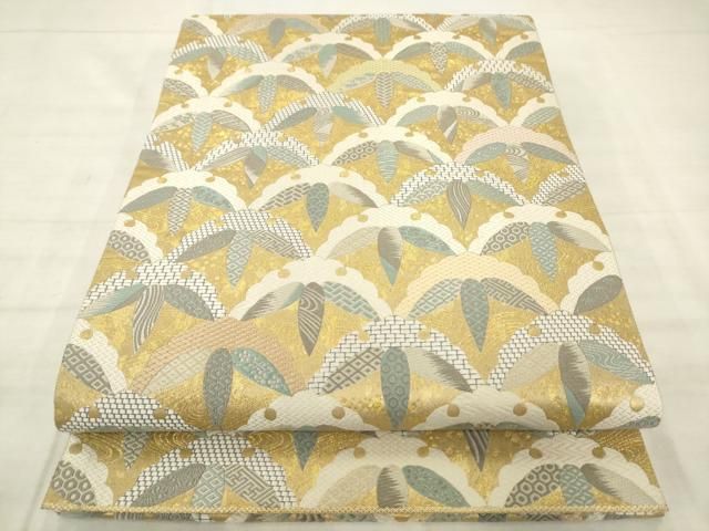 平和屋着物●六通柄袋帯　唐織　瑞祥竹文　金糸　正絹　逸品　AABM4932pf