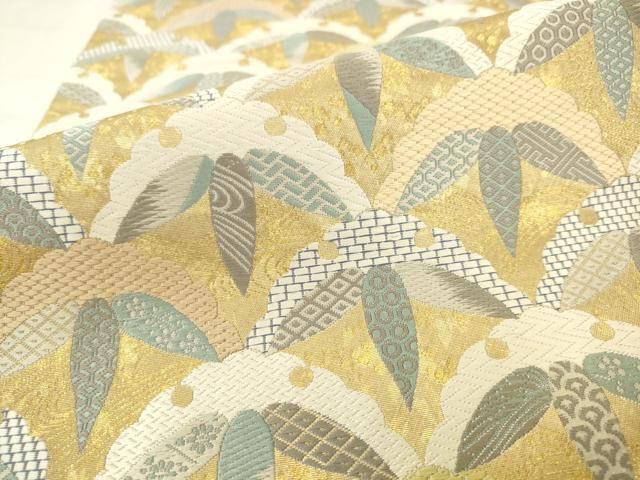 平和屋着物●六通柄袋帯　唐織　瑞祥竹文　金糸　正絹　逸品　AABM4932pf