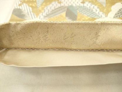 平和屋着物●六通柄袋帯　唐織　瑞祥竹文　金糸　正絹　逸品　AABM4932pf