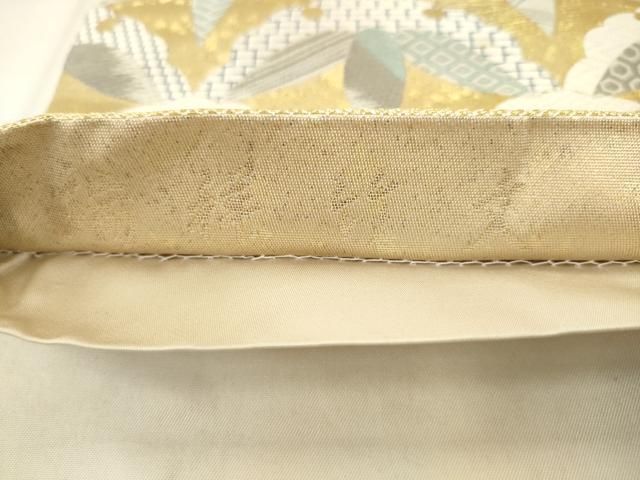 平和屋着物●六通柄袋帯　唐織　瑞祥竹文　金糸　正絹　逸品　AABM4932pf