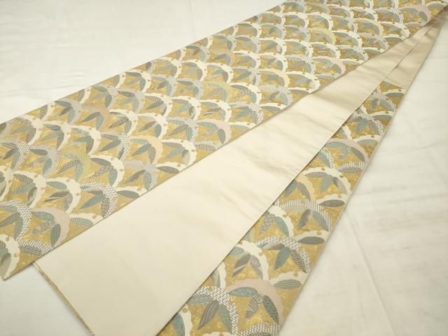 平和屋着物●六通柄袋帯　唐織　瑞祥竹文　金糸　正絹　逸品　AABM4932pf