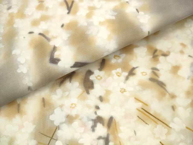 平和屋着物●塩瀬　九寸名古屋帯　桜　金彩　正絹　逸品　AABM4937pf