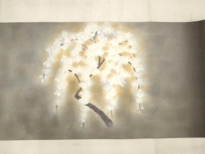 平和屋着物●塩瀬　九寸名古屋帯　桜　金彩　正絹　逸品　AABM4937pf