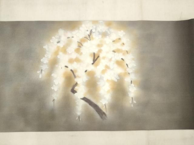 平和屋着物●塩瀬　九寸名古屋帯　桜　金彩　正絹　逸品　AABM4937pf