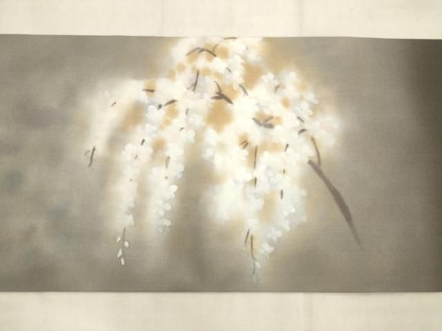 平和屋着物●塩瀬　九寸名古屋帯　桜　金彩　正絹　逸品　AABM4937pf