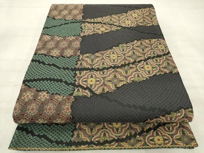 平和屋着物●六通柄袋帯　横段花文　金糸　正絹　逸品　AABM4940pf