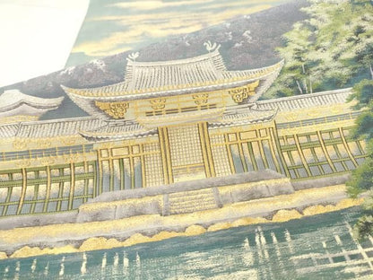 平和屋着物●六通柄袋帯　紹巴　京名勝　南山城辺　金銀糸　正絹　逸品　AABM4943pf