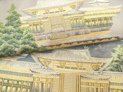 平和屋着物●六通柄袋帯　紹巴　京名勝　南山城辺　金銀糸　正絹　逸品　AABM4943pf