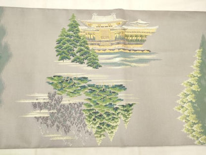 平和屋着物●六通柄袋帯　紹巴　京名勝　南山城辺　金銀糸　正絹　逸品　AABM4943pf