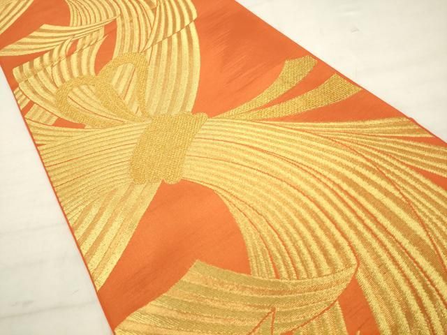 平和屋着物●西陣　川島織物　六通柄　本袋帯　束ね熨斗文　金糸　正絹　逸品　AABM4944pf