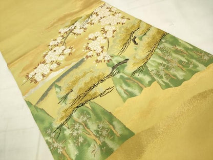 平和屋着物●西陣　川島織物　六通柄　本袋帯　風景花文　金銀糸　正絹　逸品　AABM4951pf