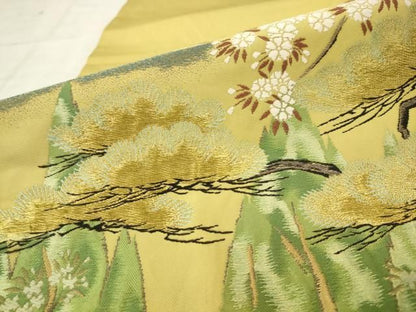 平和屋着物●西陣　川島織物　六通柄　本袋帯　風景花文　金銀糸　正絹　逸品　AABM4951pf