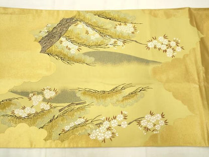 平和屋着物●西陣　川島織物　六通柄　本袋帯　風景花文　金銀糸　正絹　逸品　AABM4951pf