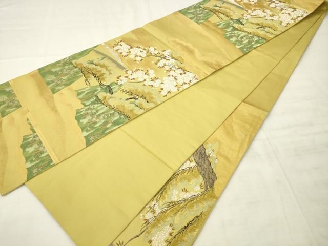 平和屋着物●西陣　川島織物　六通柄　本袋帯　風景花文　金銀糸　正絹　逸品　AABM4951pf